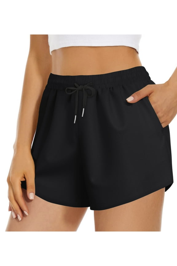 Womens Shorts High Waisted Athletic Shorts Casual Sweat Shorts Elastic Drawsting Running Shorts With Pockets