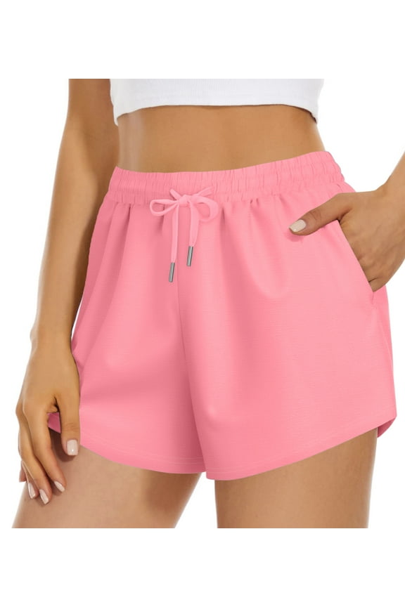 Womens Shorts High Waisted Athletic Shorts Casual Sweat Shorts Elastic Drawsting Running Shorts With Pockets
