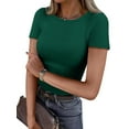 thumbnail image 1 of Fantaslook Slim Fit Tops for Women Short Sleeve Crew Neck Shirts Stretch Basic Casual T Shirts, 1 of 7