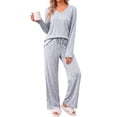 thumbnail image 1 of Fantaslook Soft Pajamas for Women Set Side Slits Long Sleeve Sleepwear 2 Piece Lounge Sets with Pockets, 1 of 11