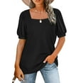 thumbnail image 1 of Fantaslook Square Neck T Shirts for Women Casual Puff Short Sleeve Shirts Summer Tops, 1 of 7
