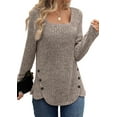 thumbnail image 1 of Fantaslook Square Neck Tops for Women Long Sleeve Dressy Blouses Button Side Tunic Shirts, 1 of 8