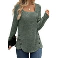 thumbnail image 1 of Fantaslook Square Neck Tops for Women Long Sleeve Dressy Blouses Button Side Tunic Shirts, 1 of 8