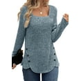 thumbnail image 1 of Fantaslook Square Neck Tops for Women Long Sleeve Dressy Blouses Button Side Tunic Shirts, 1 of 8