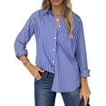 thumbnail image 1 of Fantaslook Striped Button Down Shirts for Women Classic Long Sleeve Collared Office Work Blouses Tops, 1 of 8