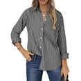 thumbnail image 1 of Fantaslook Striped Button Down Shirts for Women Classic Long Sleeve Collared Office Work Blouses Tops, 1 of 8