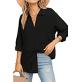 thumbnail image 1 of SOMER Women's Blouses Long Sleeve Casual Button Down Shirts with Pocket Going Out Tops, 1 of 7