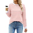 thumbnail image 1 of Fantaslook Striped Long Sleeve Shirts for Women Crewneck Tunic Tops Color Block Blouses Fall Pullover, 1 of 7