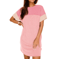 thumbnail image 1 of Fantaslook Summer Color Block Dresses for Women Crewneck Short Sleeve T shirts Dress Ribbed Dresses with Pockets, 1 of 8