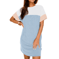 thumbnail image 1 of Fantaslook Summer Color Block Dresses for Women Crewneck Short Sleeve T shirts Dress Ribbed Dresses with Pockets, 1 of 8