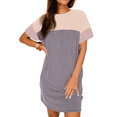thumbnail image 1 of Fantaslook Summer Color Block Dresses for Women Crewneck Short Sleeve T shirts Dress Ribbed Dresses with Pockets, 1 of 8