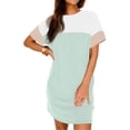 thumbnail image 1 of Fantaslook Summer Color Block Dresses for Women Crewneck Short Sleeve T shirts Dress Ribbed Dresses with Pockets, 1 of 8