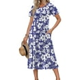 thumbnail image 1 of Fantaslook Summer Dresses for Women Casual Short Sleeve Pleated Dress Flowy Floral Dress with Pockets Flare Midi Sundress, 1 of 10