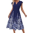 thumbnail image 1 of Fantaslook Summer Dresses for Women Ruffle Sleeve V Neck Midi Dresses Fashion Casual Flowy Vacation Sundress, 1 of 8