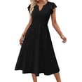 thumbnail image 1 of Fantaslook Summer Dresses for Women Ruffle Sleeve V Neck Midi Dresses Fashion Casual Flowy Vacation Sundress, 1 of 9