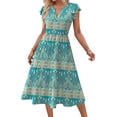 thumbnail image 1 of Fantaslook Summer Dresses for Women Ruffle Sleeve V Neck Midi Dresses Fashion Casual Flowy Vacation Sundress, 1 of 8