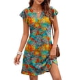 thumbnail image 1 of Fantaslook Summer Dresses for Women Ruffled Sleeve V Neck Dress Casual Floral Sundresses with Pockets, 1 of 9