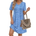 thumbnail image 1 of Fantaslook Summer Dresses for Women Short Sleeve Pleated V Neck Dress A Line Casual Tunic Dresses with Pockets, 1 of 10
