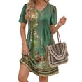 thumbnail image 1 of Fantaslook Summer Dresses for Women Short Sleeve Pleated V Neck Dress A Line Casual Tunic Dresses with Pockets, 1 of 10