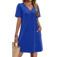 thumbnail image 1 of Fantaslook Summer Dresses for Women Short Sleeve V Neck Casual Shift Dress with Pockets, 1 of 8