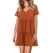 Fantaslook Summer Dresses for Women V Neck Casual Loose Flowy Swing Shift Dress