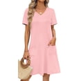 thumbnail image 1 of Fantaslook Summer Dresses for Women V Neck Short Sleeve Casual T Shirt Dress Beach Sundresses with Pockets, 1 of 9