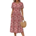thumbnail image 1 of Fantaslook Summer Short Sleeve Midi Dresses for Women Casual Floral T Shirt Dresses Flowy Beach Sundress with Pockets, 1 of 9