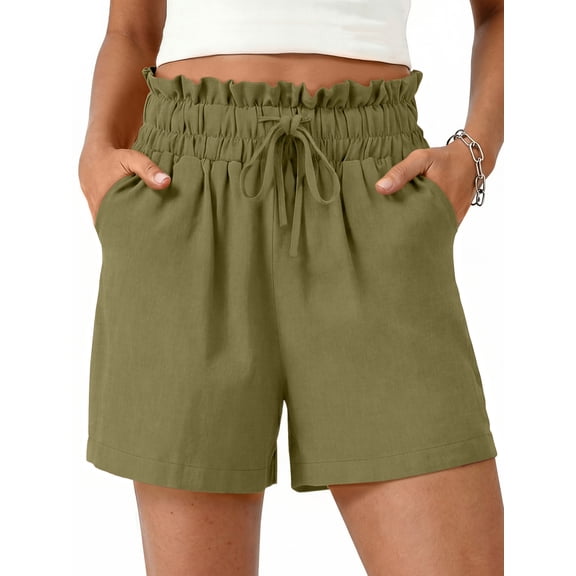 Fantaslook Summer Shorts for Women Wide Leg High Waisted Shorts Drawstring Casual Beach Shorts with Pockets