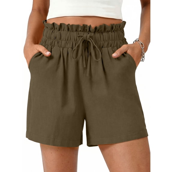 Fantaslook Summer Shorts for Women Wide Leg High Waisted Shorts Drawstring Casual Beach Shorts with Pockets