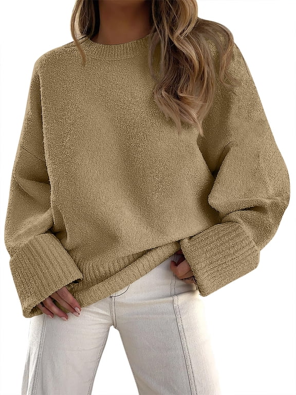 Sweaters for Women Oversized Crewneck Long Sleeve Chunky Knit Pullover Sweaters Tops Trendy Fall Outfits