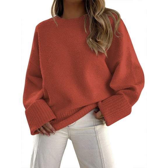 Fantaslook Sweaters for Women Oversized Crewneck Long Sleeve Chunky Knit Pullover Sweaters Tops Trendy Fall Outfits