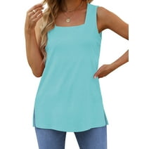 Women's Cotton Square Neck Tank Tops With Shelf Bra Casual Undershirts ...