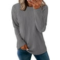 thumbnail image 1 of Fantaslook Textured Tops for Women Crew Neck Long Sleeve Shirts Fall Blouses Casual Basic Tee, 1 of 8