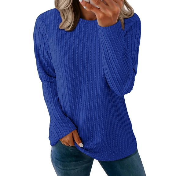 Fantaslook Textured Tops for Women Crew Neck Long Sleeve Shirts Fall Blouses Casual Basic Tee