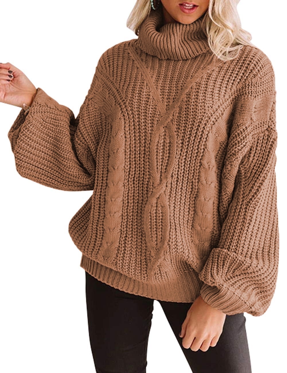 Fantaslook Fashion Clothing: Women's Turtleneck Chunky Cable