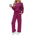 thumbnail image 1 of Fantaslook Two Piece Lounge Sets for Women Fall Outfits Long Sleeve Tops Wide Leg Pants Matching Sets Vacation Travel Outfits, 1 of 10