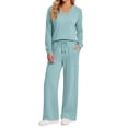 thumbnail image 1 of Fantaslook Two Piece Sets for Women Fall Outfits Long Sleeve Tops Wide Leg Pants Lounge Matching Sets Vacation Travel Outfits, 1 of 7