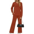 thumbnail image 1 of Fantaslook Two Piece Sets for Women Fall Travel Vacation Outfits Pleated Long Sleeve Lounge Sets Wide Leg Pants, 1 of 9