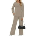 thumbnail image 1 of Fantaslook Two Piece Sets for Women Fall Travel Vacation Outfits Pleated Long Sleeve Lounge Sets Wide Leg Pants, 1 of 9