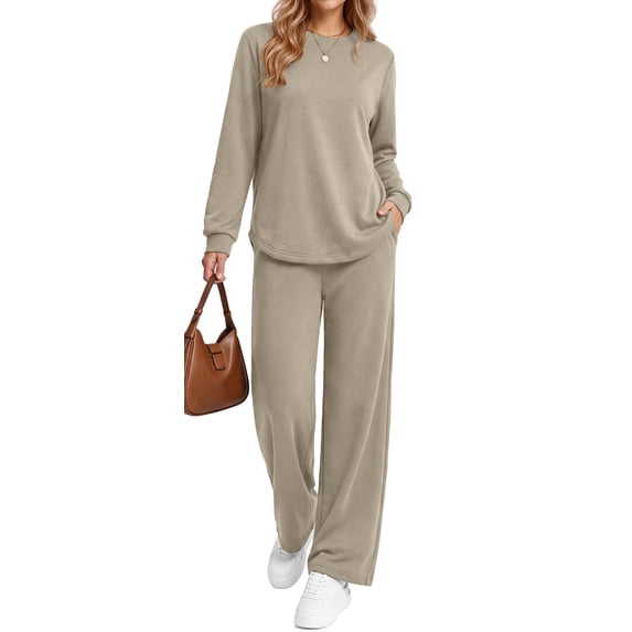 Fantaslook Two Piece Sets for Women Fall Travel Vacation Outfits Wide Leg Pants Lounge Sets Dressy Matching Sets Womens Sweatsuits