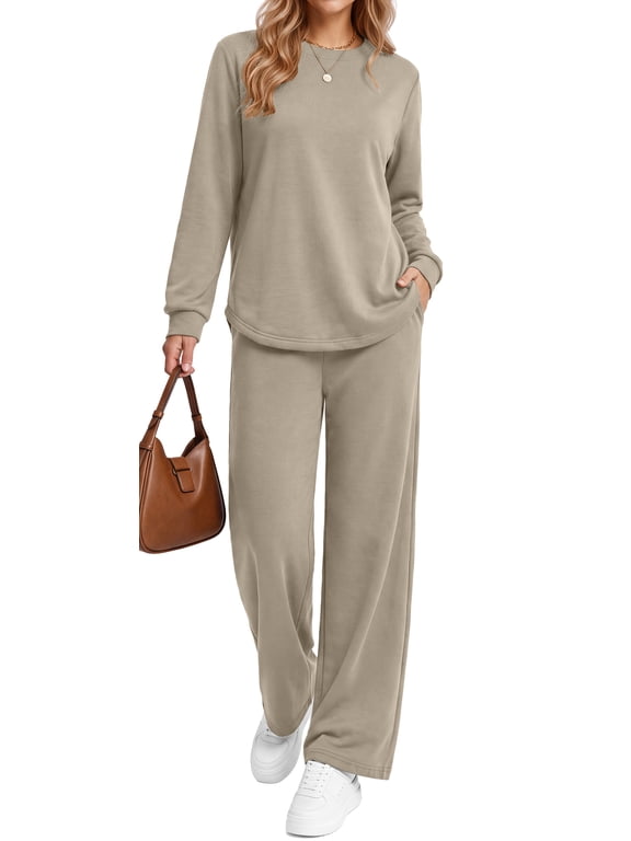 Two Piece Sets for Women Fall Travel Vacation Outfits Wide Leg Pants Lounge Sets Dressy Matching Sets Womens Sweatsuits