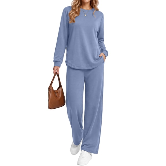 Fantaslook Two Piece Sets for Women Fall Travel Vacation Outfits Wide Leg Pants Lounge Sets Dressy Matching Sets Womens Sweatsuits