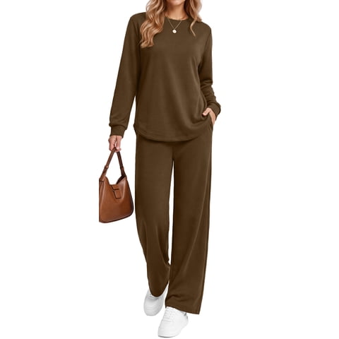 Two Piece Sets for Women Fall Travel Vacation Outfits Wide Leg Pants Lounge Sets Dressy Matching Sets Womens Sweatsuits