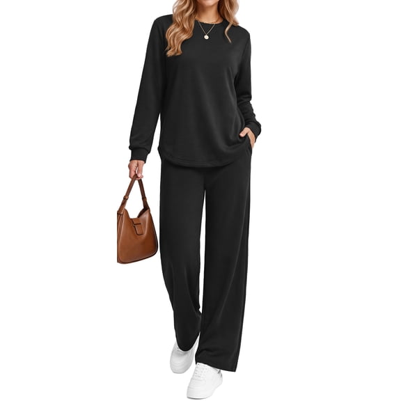 Fantaslook Two Piece Sets for Women Fall Travel Vacation Outfits Wide Leg Pants Lounge Sets Dressy Matching Sets Womens Sweatsuits