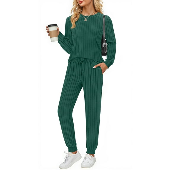 Fantaslook Two Piece Sets for Women Lounge Sets Casual Long Sleeve Tops and Long Pants Vacation Travel Fall Outfits Pajama Sets