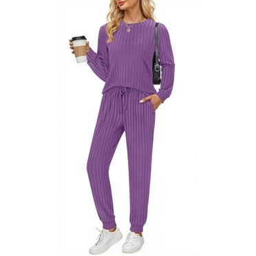 Fantaslook Two Piece Sets for Women Lounge Sets Casual Long Sleeve Tops and Long Pants Vacation Travel Fall Outfits Pajama Sets