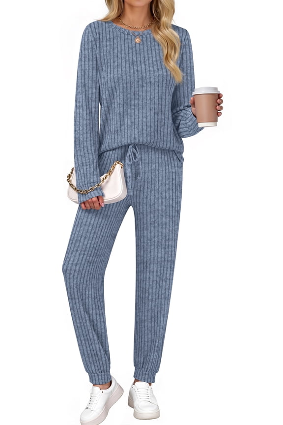 Two Piece Sets for Women Lounge Sets Casual Long Sleeve Tops and Long Pants Vacation Travel Fall Outfits Pajama Sets