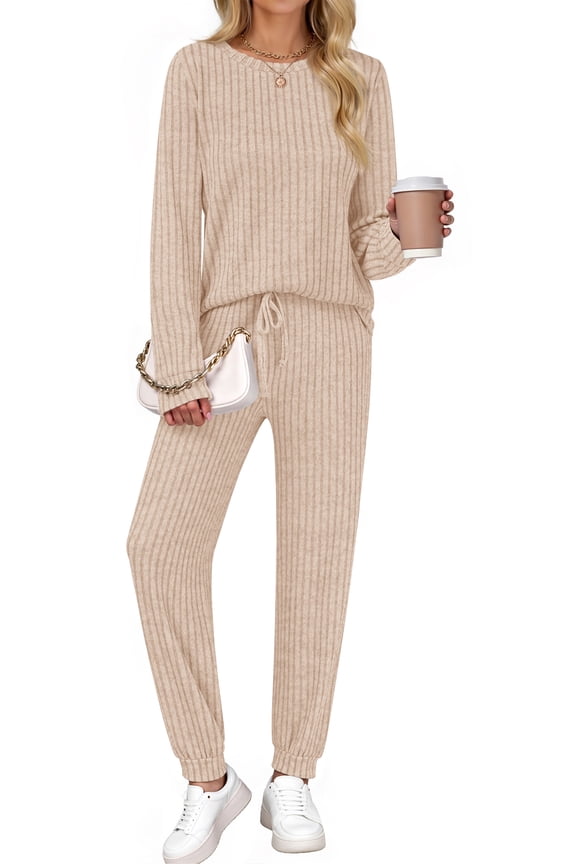 Two Piece Sets for Women Lounge Sets Casual Long Sleeve Tops and Long Pants Vacation Travel Fall Outfits Pajama Sets