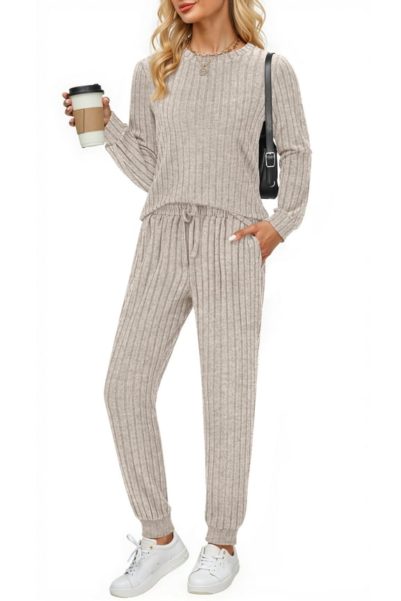 Two Piece Sets for Women Lounge Sets Casual Long Sleeve Tops and Long Pants Vacation Travel Fall Outfits Pajama Sets