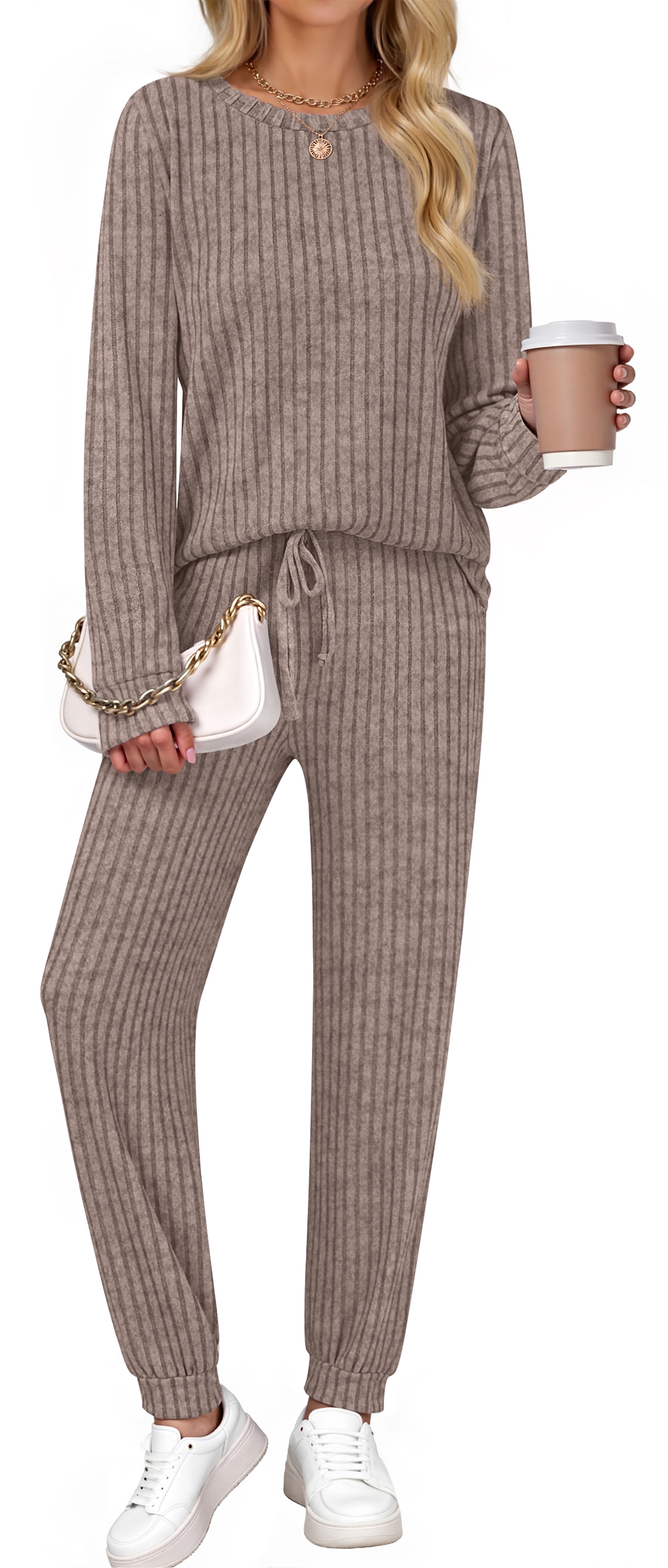 Two Piece Sets for Women Lounge Sets Casual Long Sleeve Tops and Long Pants Vacation Travel Fall Outfits Pajama Sets